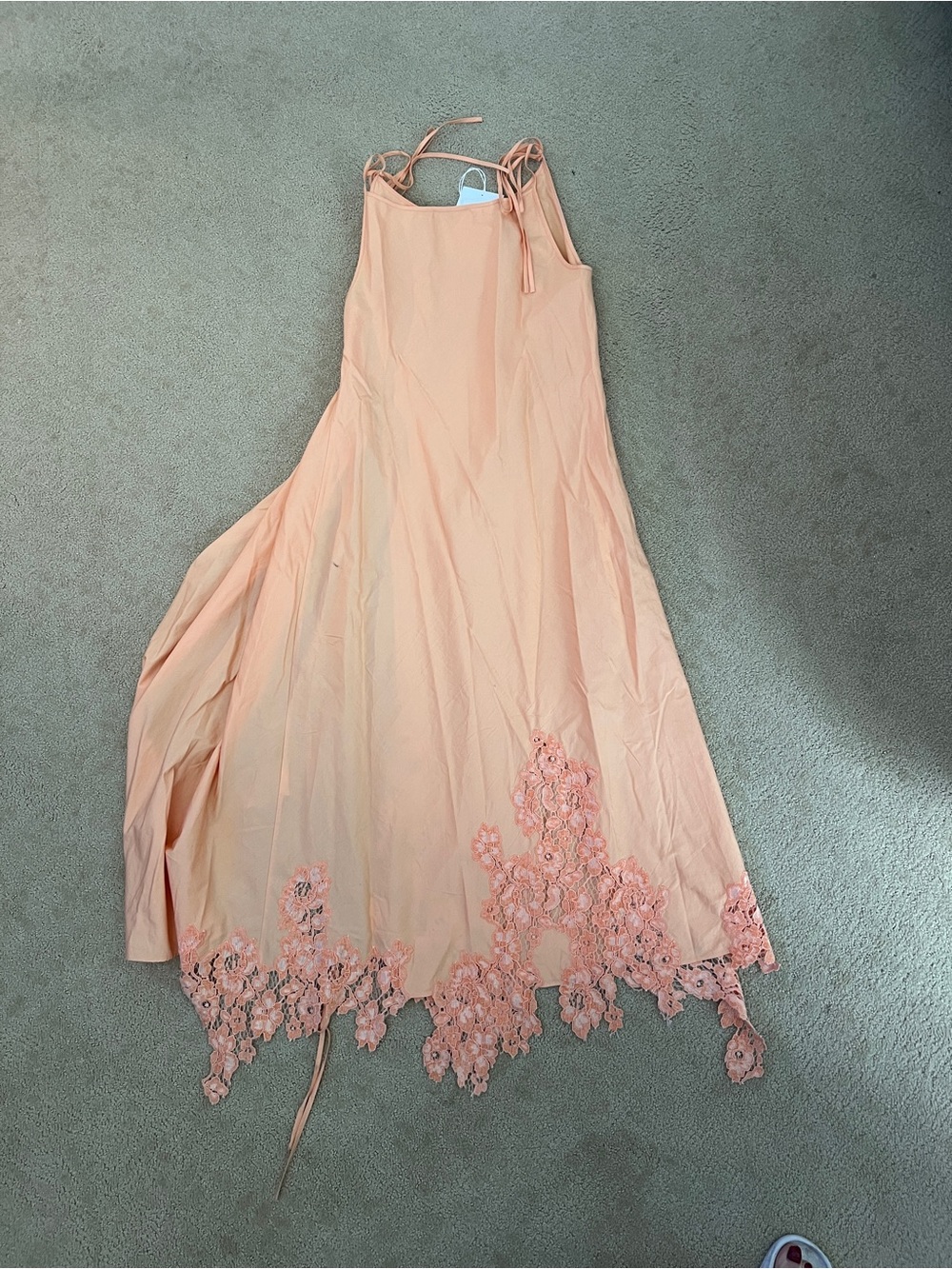 Peach Lace Hem Maxi Dress